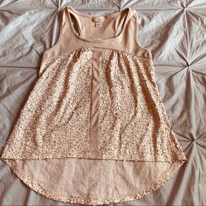 Cream/rose gold sequin tank
